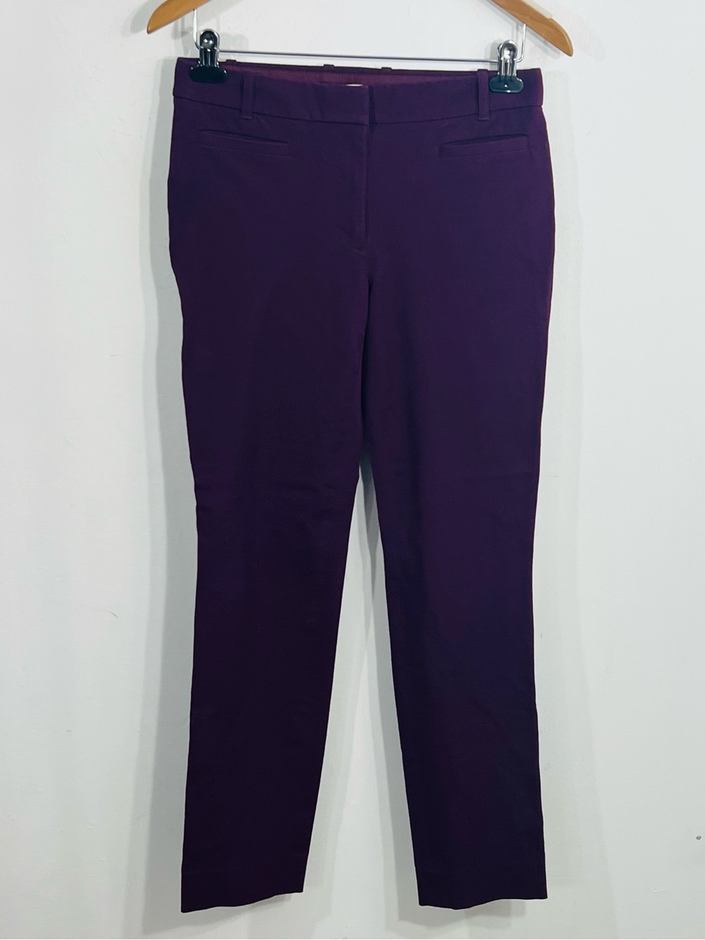 J.CREW Purple Stretch Dress Pants Slim Skinny Flat Front Mid Rise Pants Size 4